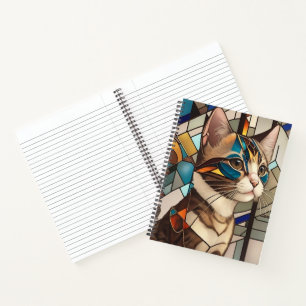 Stained Glass Cat Illustration Notebook