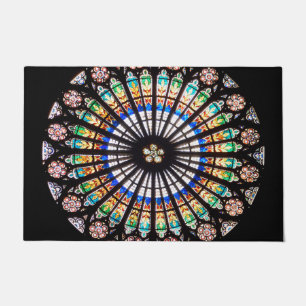 stained glass cathedral rosette doormat