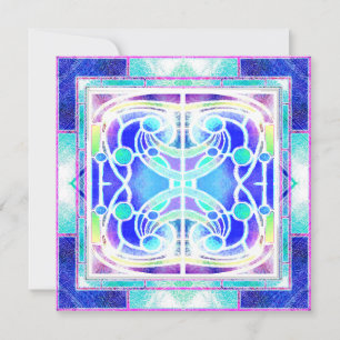 Stained Glass Cathedral Window in Blue and Green Holiday Card