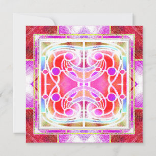Stained Glass Cathedral Window in Pink and Orange Holiday Card