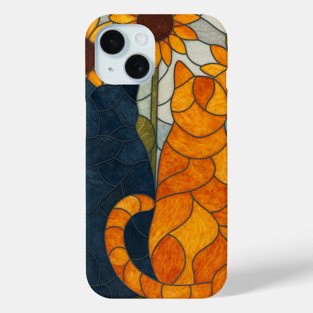 Stained Glass Cats and Sunflowers Art Design Case-Mate iPhone Case (Back)