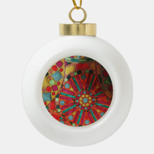 Stained Glass Ceramic Ball Christmas Ornament