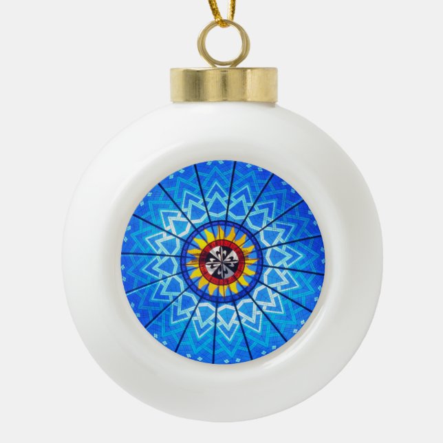 Stained Glass Ceramic Ball Christmas Ornament (Front)