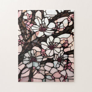 Stained Glass Cherry Blossom Jigsaw Puzzle