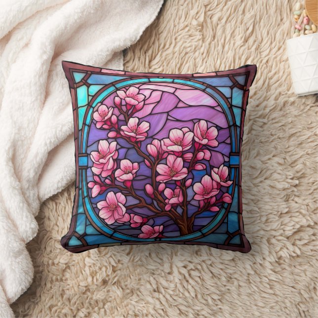 Stained Glass Cherry Blossoms Cushion (Blanket)