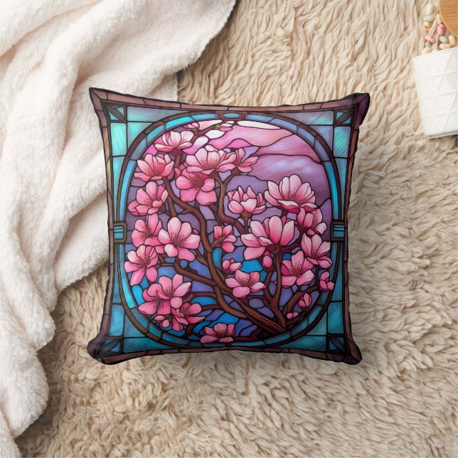 Stained Glass Cherry Blossoms Cushion (Blanket)