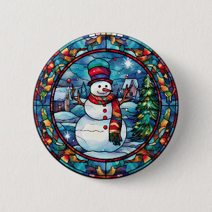 Stained Glass Christmas Button