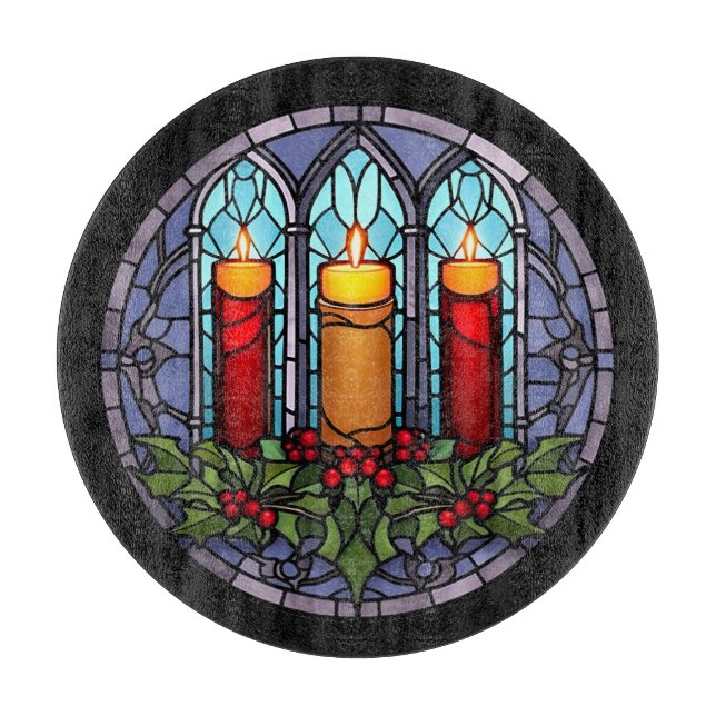 Stained Glass Christmas Candles  Cutting Board (Front)