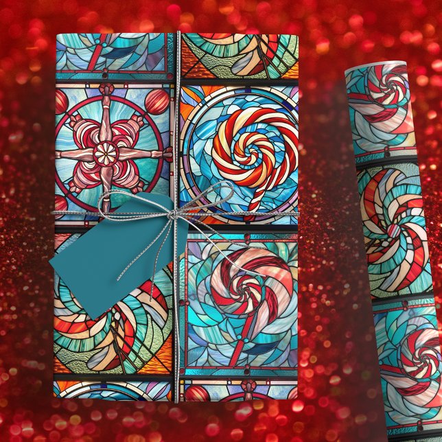 Stained Glass Christmas Candy Canes Wrapping Paper (Stained Glass Christmas Candy Canes Wrapping Paper)