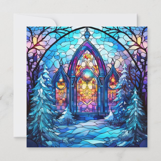 Stained Glass Christmas Greeting Card (Front)