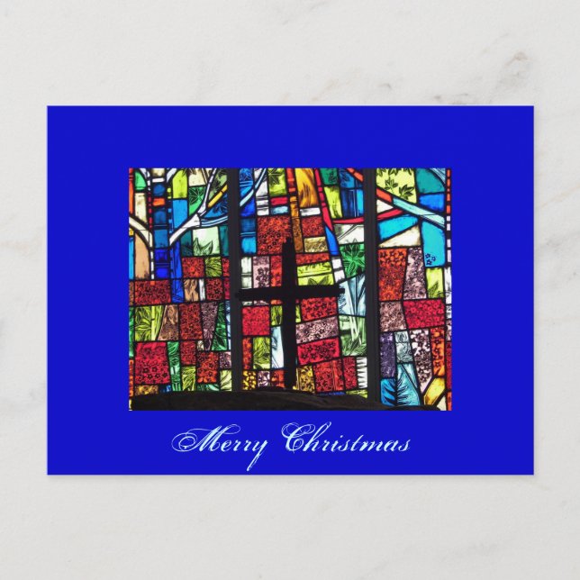 Stained Glass Christmas Holiday Postcard (Front)