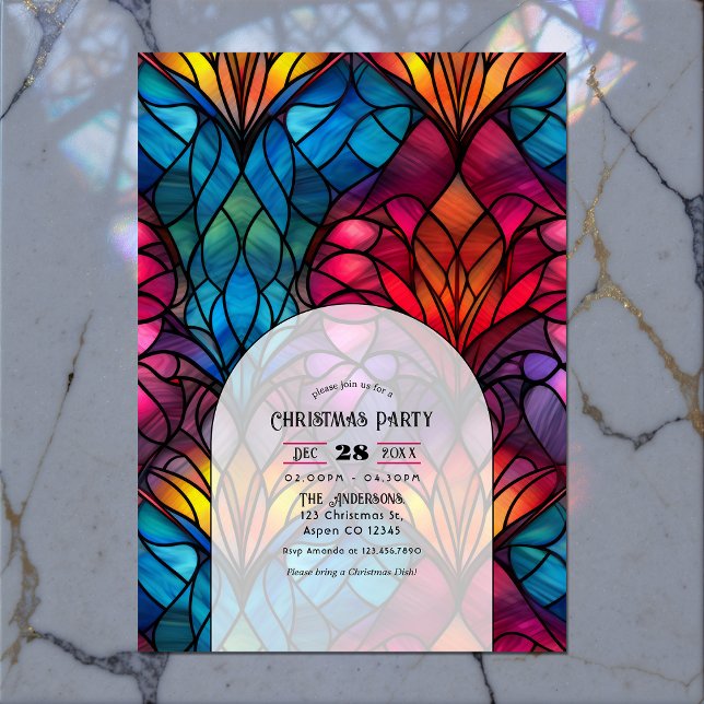 Stained Glass Christmas Party Invitation (Stained Glass Christmas Party Invitation)