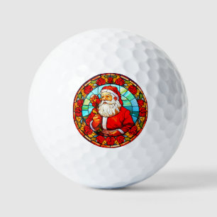 Stained Glass Christmas - Santa 3D Ornaments-1 Golf Balls