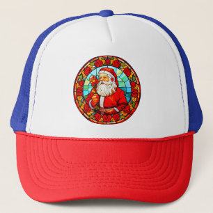 Stained Glass Christmas Santa 3D Ornaments-1 Trucker Hat