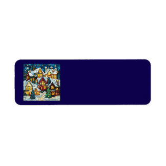 Stained Glass Christmas Scene Address Labels