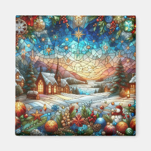 Stained Glass Christmas Scene Magnet