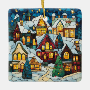 Stained Glass Christmas Scene Ornament