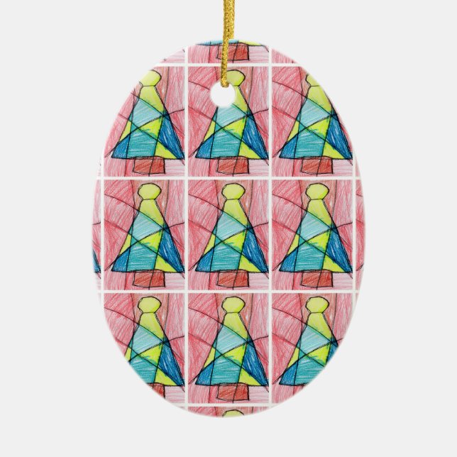 Stained Glass Christmas Tree Ceramic Tree Decoration (Front)