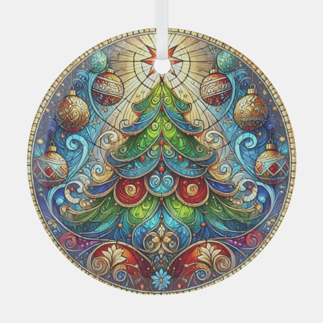 Stained Glass Christmas Tree Decoration (Front)