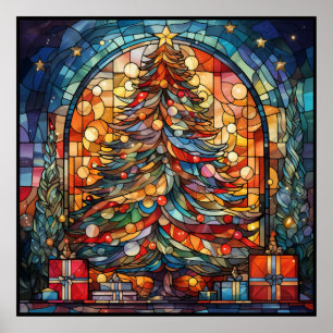 Stained Glass Christmas Tree Poster