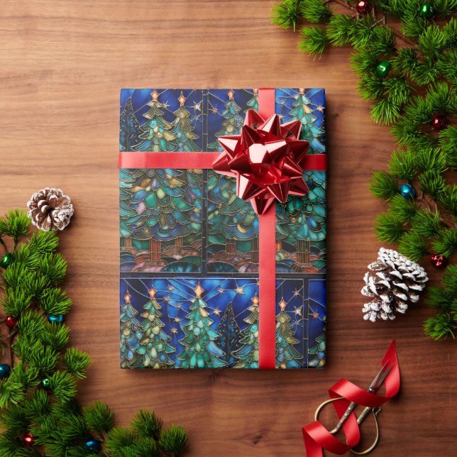 Stained Glass Christmas Tree Wrapping Paper (Holiday Gift)