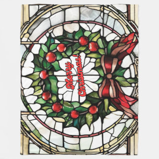 Stained Glass Christmas Wreath Blanket
