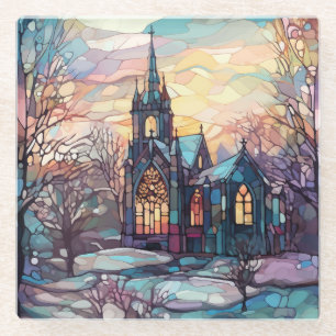 Stained Glass Church Glass Coaster