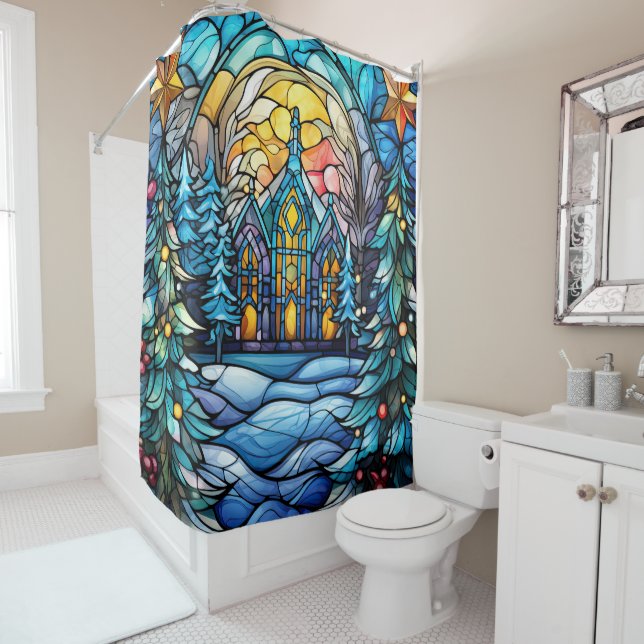 Stained Glass Church Shower Curtain (In Situ)