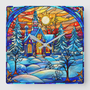 Stained Glass Church Wall Clock