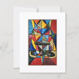Stained Glass Coffee Mug Acrylic Artwork Postcard