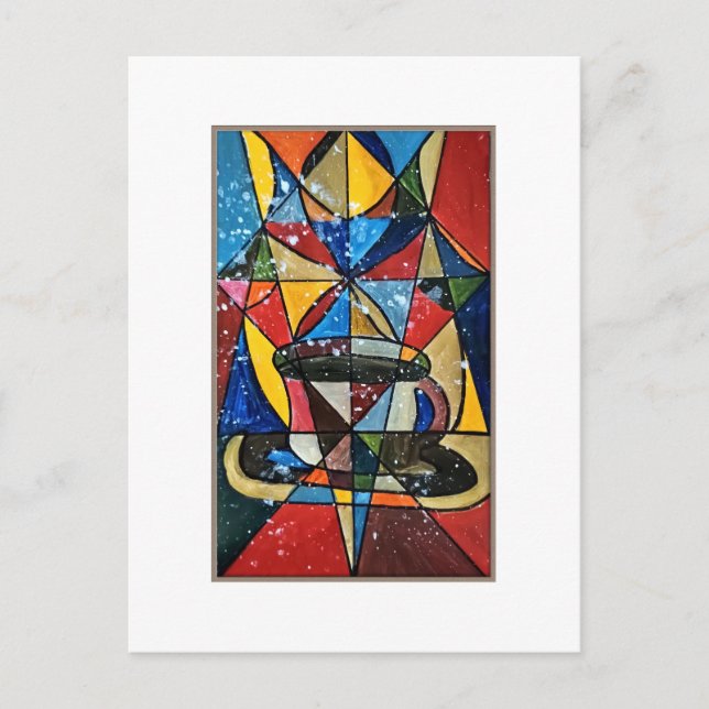Stained Glass Coffee Mug Acrylic Artwork Postcard (Front)
