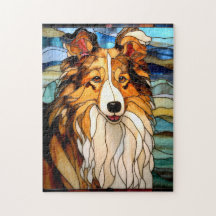 Stained Glass Collie Puzzle