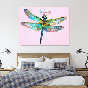 Stained Glass Colorful Dragonfly Canvas Print