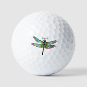Stained Glass Colorful Dragonfly Golf Balls