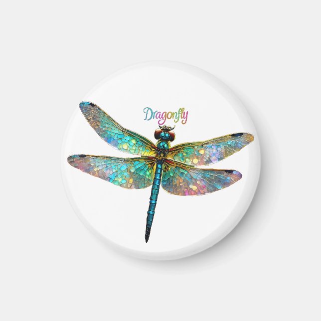 Stained Glass Colorful Dragonfly Magnet (Front)