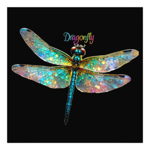 Stained Glass Colorful Dragonfly Photo Print