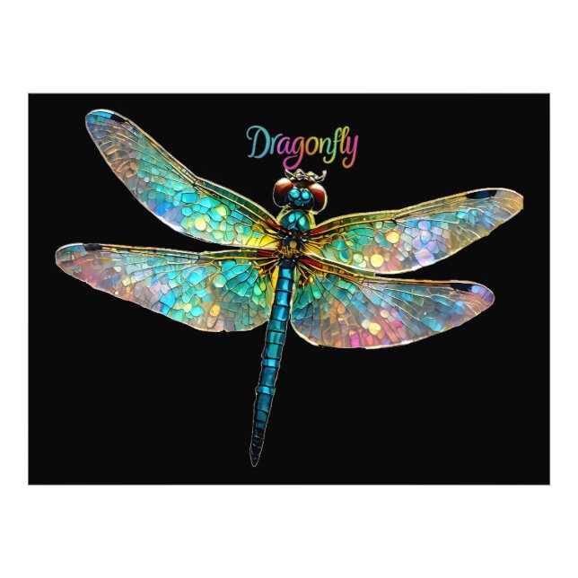 Stained Glass Colorful Dragonfly Photo Print (Front)