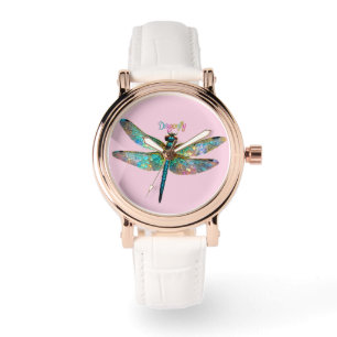Stained Glass Colorful Dragonfly Watch