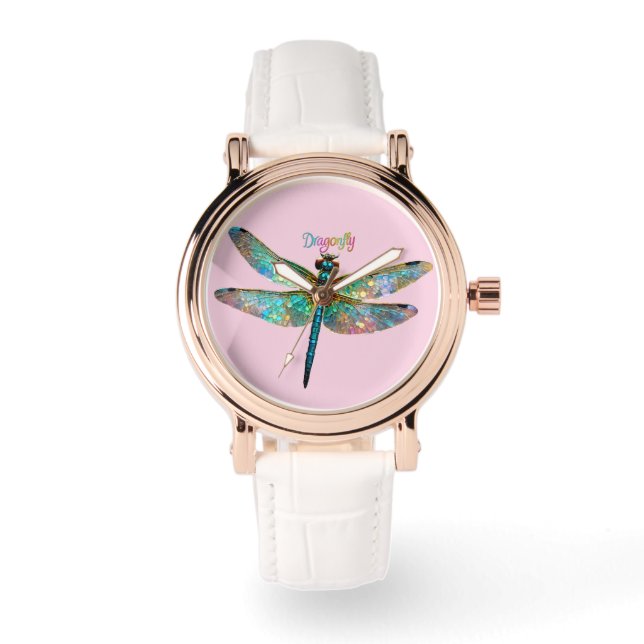 Stained Glass Colorful Dragonfly Watch (Front)