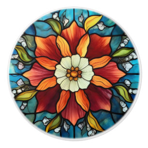 Stained Glass Colour Flower Ceramic Knob