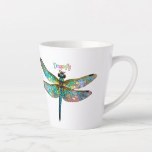 Stained Glass Colourful Dragonfly Latte Mug