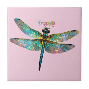 Stained Glass Colourful Dragonfly Tile