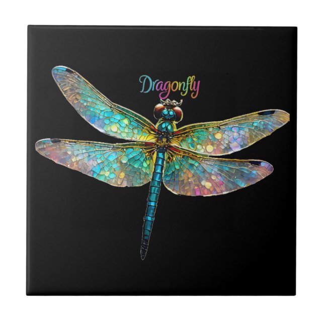 Stained Glass Colourful Dragonfly Tile (Front)