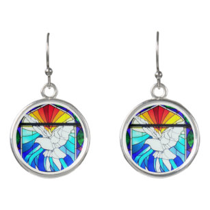 Stained Glass Confirmation Holy Spirit Dove Earrings