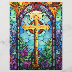 Stained Glass Cross Custom Letterhead