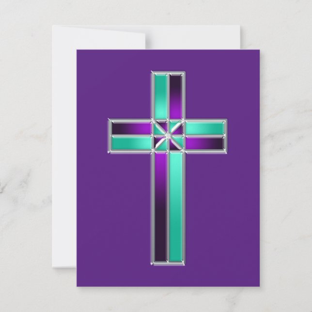 Stained Glass Cross Easter  Holiday Card (Front)