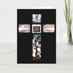Stained Glass Cross Holiday Card