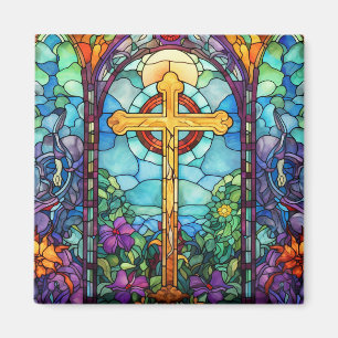 Stained Glass Cross Magnet