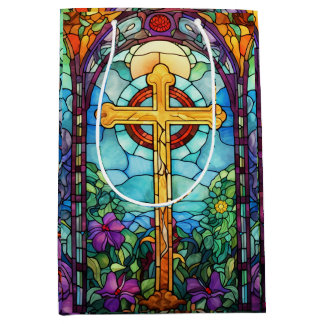 Stained Glass Cross  Medium Gift Bag
