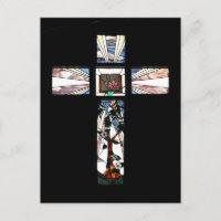 Stained Glass Cross - Postcard